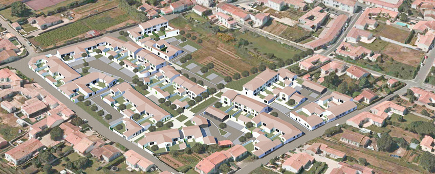 Perspective aérienne du programme à Sainte Marie de Ré en Charente-Maritime